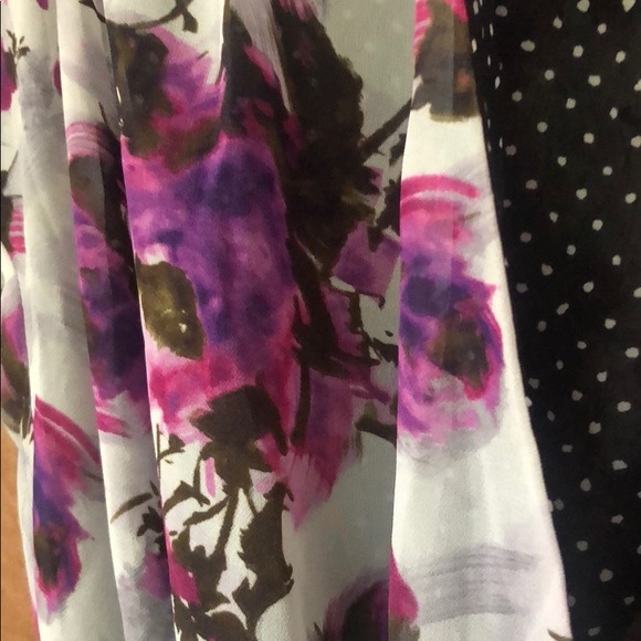 Purple / Gray Floral and Polka Dot Dress - Picture 3 of 6